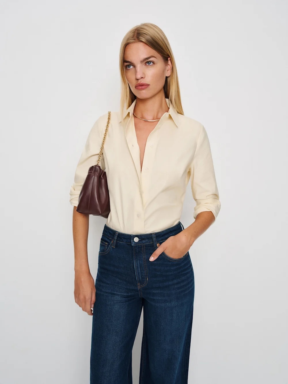 Reformation Alfie Shirt in Sugar